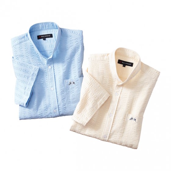 Seersuckerhemd mit Stehkragen 