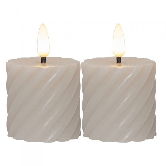 LED Stumpenkerze 2er-Pack SWIRL 