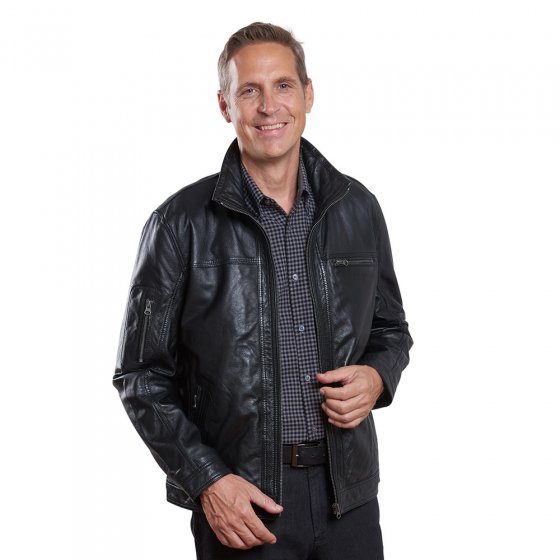 Lamm-Nappa Lederjacke, schwarz 52 | Schwarz