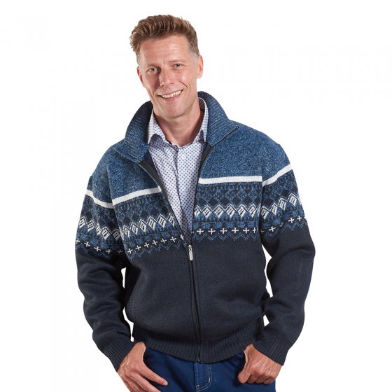 Strickjacke i.Norwegerstil,bla XXL | Blau
