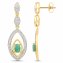 Ohrringe Silber 925 zweifarbig 40mm lang mit 2x Smaragd und 80x Weiß-Topas - 3