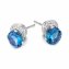 Ohrringe Gold 585 mit Blautopas (beh.) 6mm und 10 Brillanten zus. 0,04ct. - 3