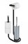 Stand WC-Garnitur Universalo Schwarz, integrierter Toilettenpapierhalter und WC-Bürstenhalter - 3