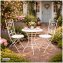 Bistro Sitzgruppe Metall Creme Tisch mit 2 Stühlen Balkon Set Gartenmöbel - 3