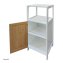 Badschrank Weiß mit Front Holzoptik Fischgrätmuster - 3