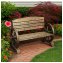 Gartenbank mit Wagenrädern als Armstütze Sommerset Natur - 3