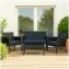 4-teiliges Polyrattan Lounge-Set mit Tisch und Gla Gartenmöbel Set Zita - 3