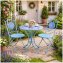 Bistro Sitzgruppe Metall weiß Tisch mit 2 Stühlen Balkon Set Gartenmöbel - 3