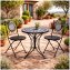 Bistro Sitzgruppe Metall schwarz Tisch mit 2 Stühlen Balkon Set mit Motiv Schiefer - 3