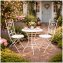 Bistro Sitzgruppe Metall Creme Tisch mit 2 Stühlen Balkon Set Gartenmöbel - 3