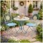 Bistro Sitzgruppe Metall weiß Tisch mit 2 Stühlen Balkon Set Gartenmöbel - 3