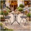 Bistro Sitzgruppe Metall schwarz Tisch mit 2 Stühlen Balkon Set mit Motiv Holz - 3