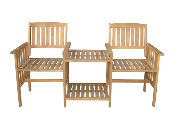 2-Sitzer-Gartenbank mit Beistelltisch klappbar, ca. 163 x 63 x 91 cm - Braun 