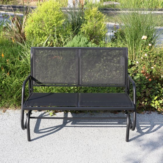 2-Sitzer Garten Schaukelbank, ca. 120 x 70 x 83 cm – Schwarz 