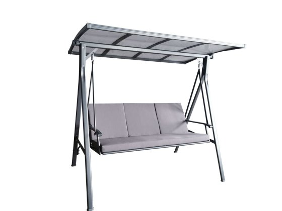 Gartenschaukel 3-Sitzer Hollywoodschaukel mit Dach grau 