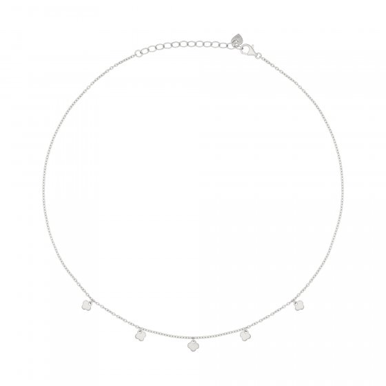 Collier 925 Silber rhodiniert Anhänger Kleeblatt 