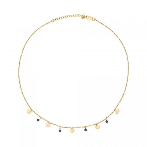 Collier 925 Silber vergoldet Lapislazuli Plättchen 