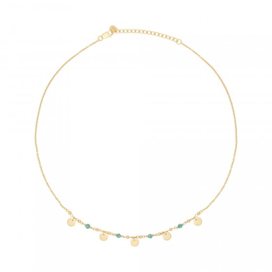 Collier 925 Silber vergoldet Amazonit Plättchen 