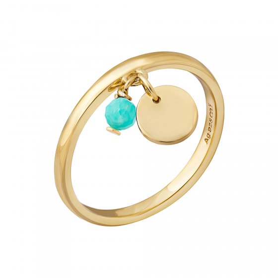 Ring 925 Silber vergoldet Anhänger Amazonit Plättchen 