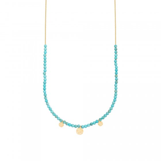 Halskette 925 Silber vergoldet türkiser Howlith Plättchen 