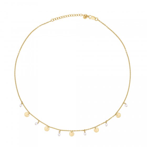 Collier 925 Silber vergoldet Rosenquarz Plättchen 