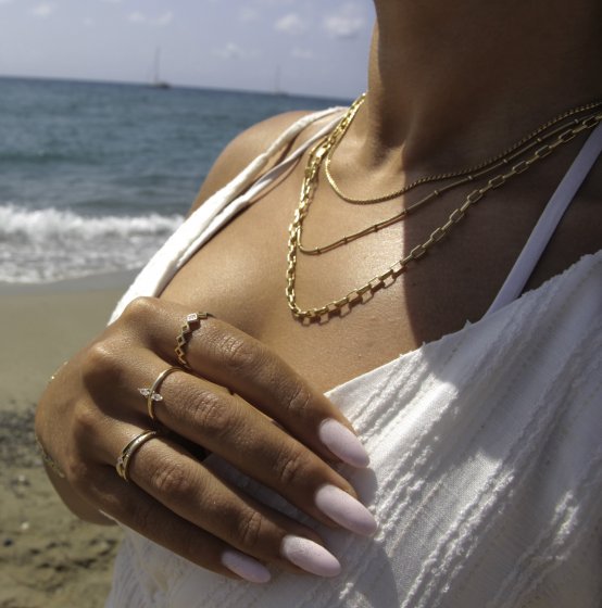 Ring 925 Silber vergoldet Rauten mit Zirkonia 