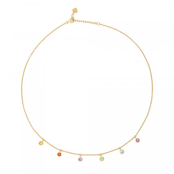 Collier 925 Silber vergoldet Anhänger Zirkonia Rainbow 