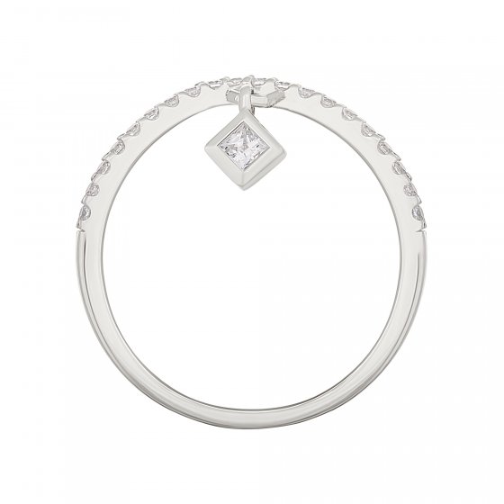 Ring 925 Sterling Silber rhodiniert Anhänger Raute Zirkonia 