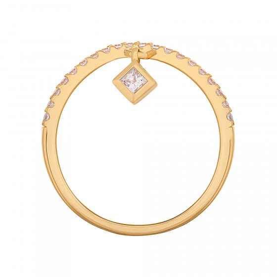 Ring 925 Silber vergoldet mit Anhänger Raute Zirkonia 