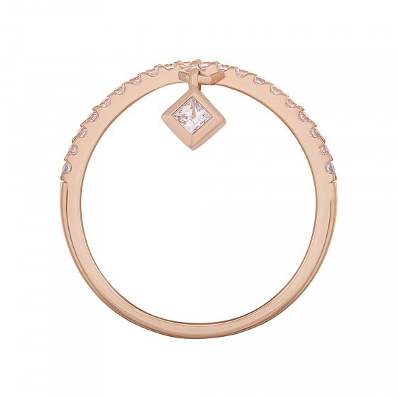 Ring 925 Sterling Silber rosé vergoldet Anhänger Raute Zirkonia 