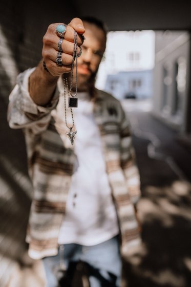 Anhänger mit Kette 925/- Sterling Silber oxidiert Tigerauge 