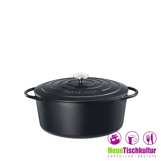 Bratentopf Gusseisen, oval Schwarz 