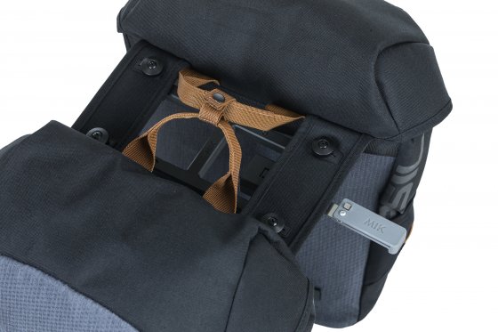 Fahrrad - Doppeltasche  "Miles MIK 2.0", schwarz/grau 
