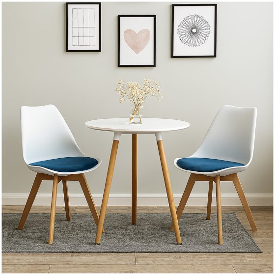 Design-Stühle mit Kunststoffschale und Samt-Sitzki Skandinavischer Look für Esszimmer und Küche 