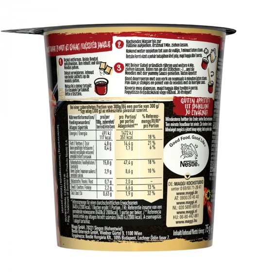 MAGGI MAGIC ASIA Saucy Noodles Sweet Chili Cup im Becher 75g 