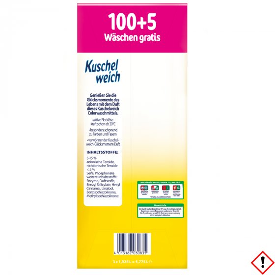 Kuschelweich Colorwaschmittel flüssig Glücksmoment XXL 105WL 5775ml 