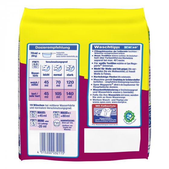 Spee Megaperls Color Waschmittel Parfümtechnologie 19 WL 4in1 1140g 