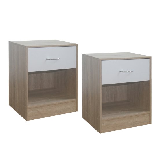 Nachtschrank 2er Set Thekla Sonoma/Weiß 