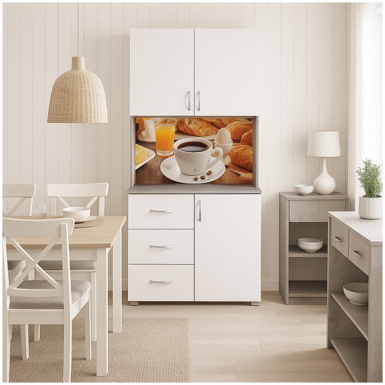 Küchenschrank Weiß/Beton Blanca Bistro 