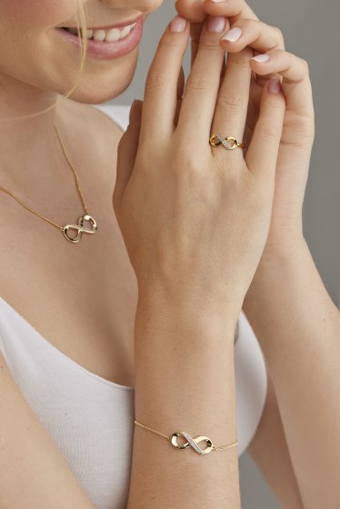 Collier 925/-Sterling Silber vergoldet Topas Infinity 