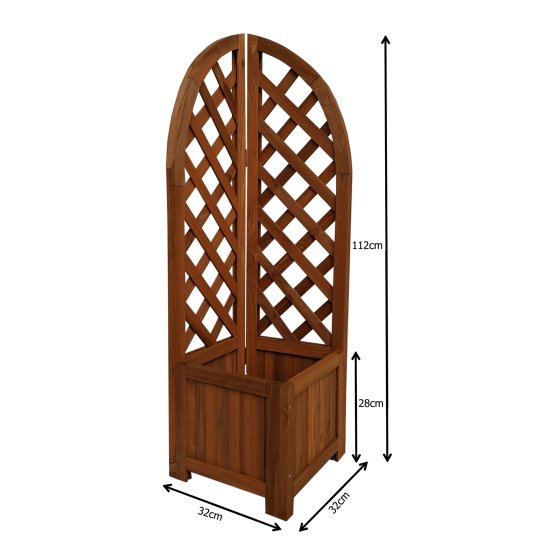 Pflanzkasten mit Rankgitter aus Holz braun Blumenkasten für Balkon, Terrasse und Garten 
