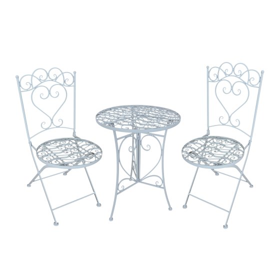 Romantisches 3-teiliges Bistro-Set aus Metall - Weiß 