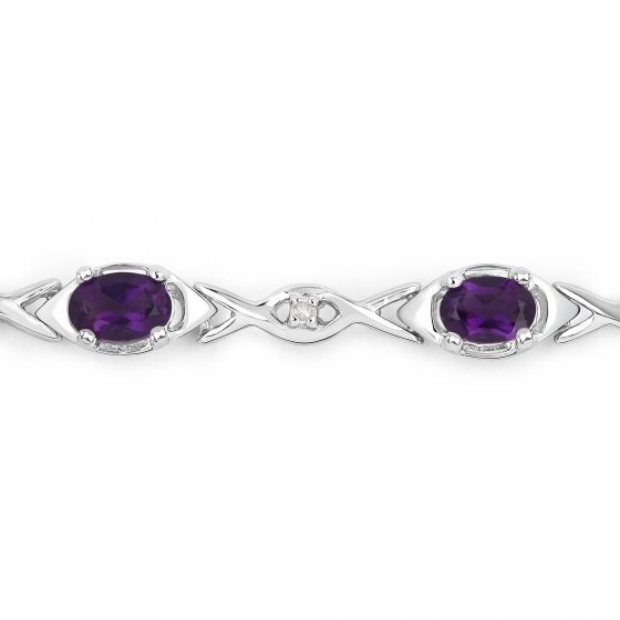 Armband 925-Sterling Silber rhodiniert Glänzend  Amethyst lila 