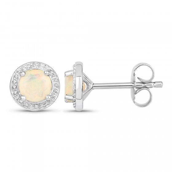 Ohrringe Silber 925 rhodiniert mit echtem Opal 5mm 