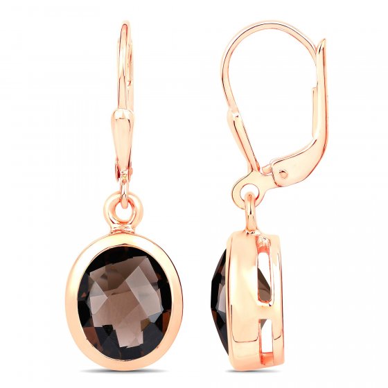 Ohrhänger 925 Silber rot vergoldet Glanz  Rauchquarz dunkelbraun 