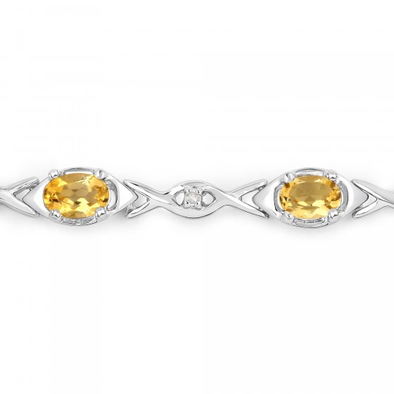 Armband 925-Sterling Silber rhodiniert Glänzend  Citrin orange 