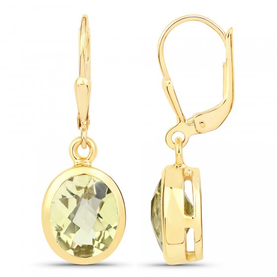 Ohrhänger 925-Sterling Silber vergoldet Glänzend Lemon Quarz grün 