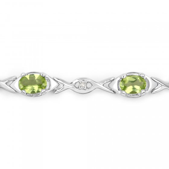 Armband 925-Sterling Silber rhodiniert Glänzend  Peridot grün 