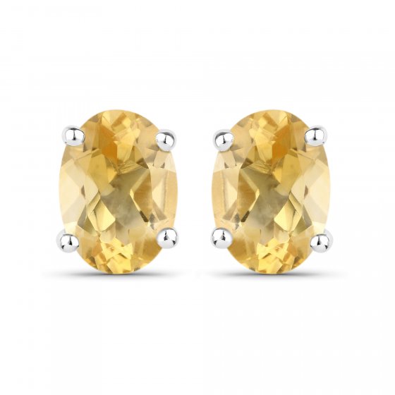 Schmuck-Set Silber 925 rhodiniert Ohrringe und Halskette mit echtem Citrin 