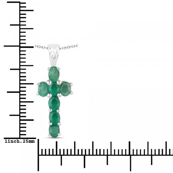 Anhänger mit Kette 925-Sterling Silber rhodiniert Glänzend  Smaragd grün 